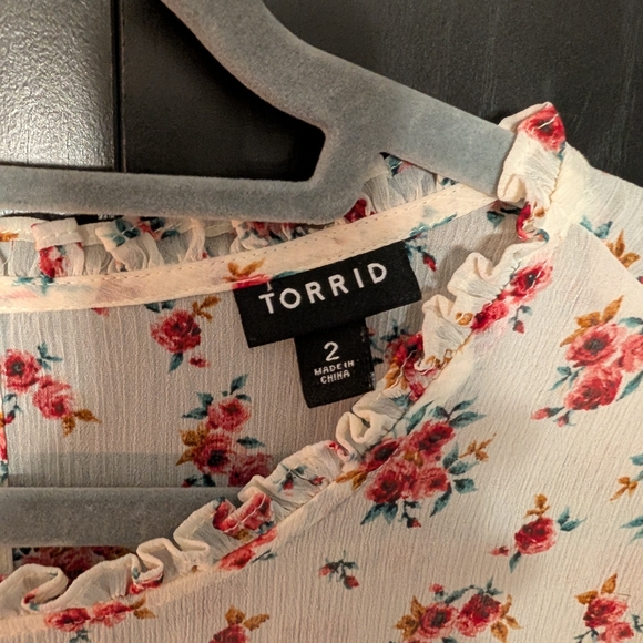 Torrid Smocked Floral Blouse | Cottagecore Romantic Top 2X - Picture 5 of 8